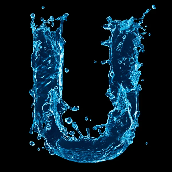 One letter of water alphabet on black background — Stock Photo, Image