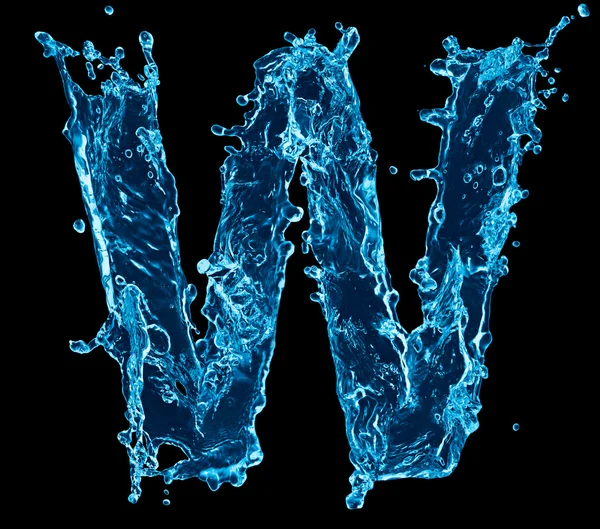 One letter of water alphabet on black background — Stock Photo, Image