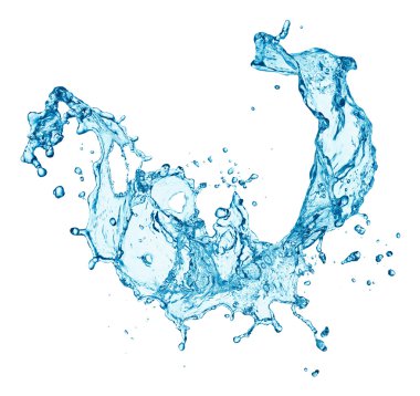 Mavi su sıçraması beyaz arkaplanda izole edildi