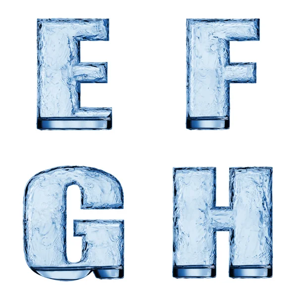 Carta do alfabeto. Ondas de água em um copo — Fotografia de Stock