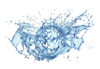 Su sıçraması beyaz üzerine izole edilmiş.