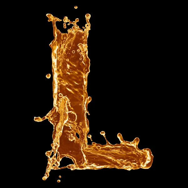 Orange liquid splash alphabet — Stock Photo, Image