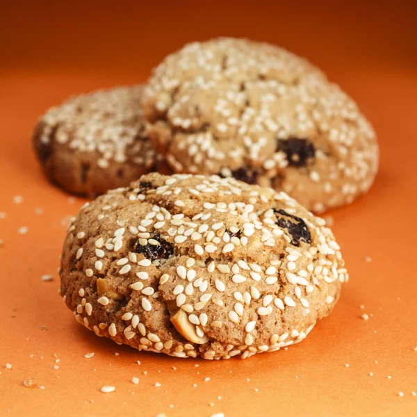 Cookies on a orange background — Stock Photo, Image