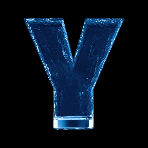Uma letra do alfabeto. Salpicos de água em um copo — Fotografia de Stock