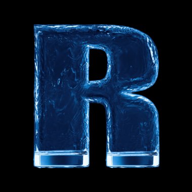 Alfabeden bir harf. bir bardak su dalgaları