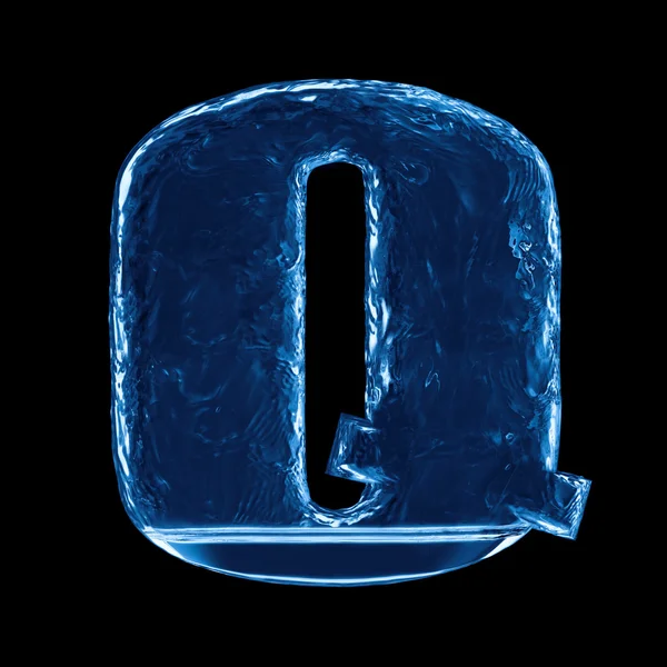 Una letra del alfabeto. Salpicadura de agua en un vaso — Foto de Stock