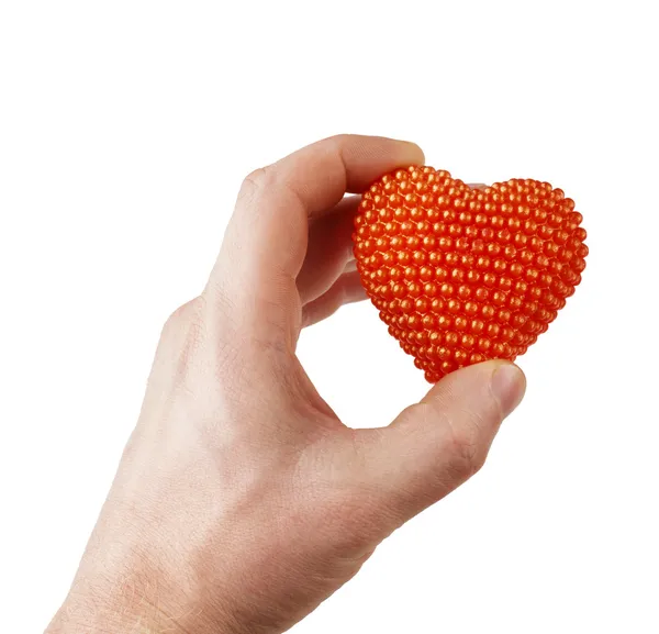 Red heart in man hand — Stock Photo, Image