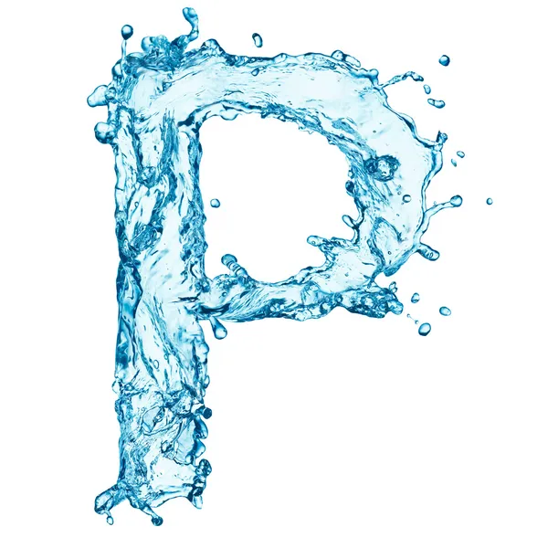 Água espirra letra P — Fotografia de Stock