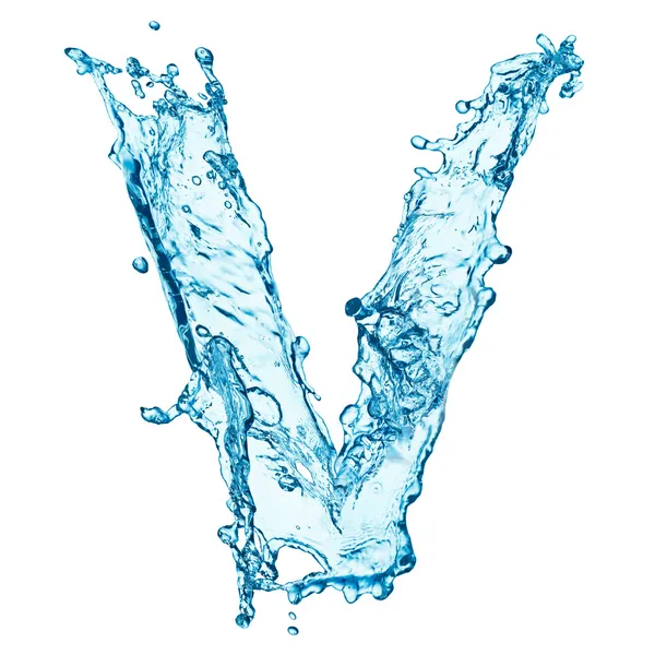 Water splashes letter V — Stock Photo, Image