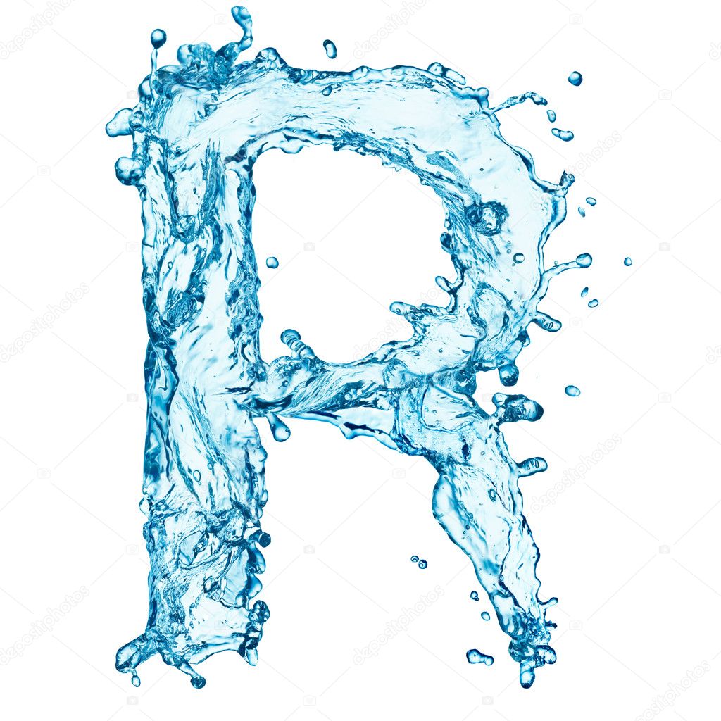 Water splashes letter R