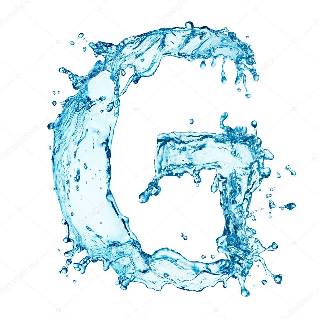 Water splashes letter G