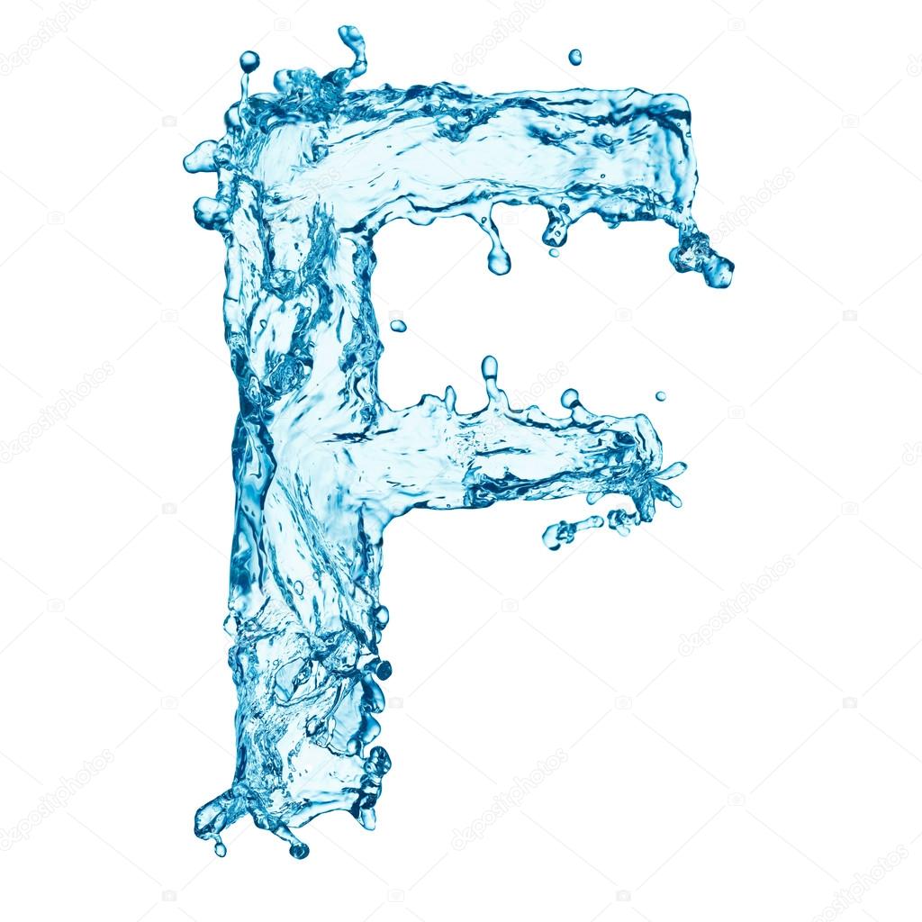 Water splashes letter F