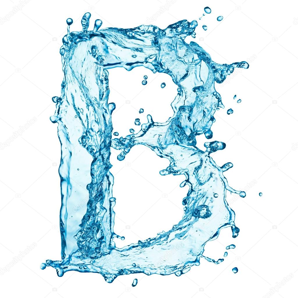 Water splashes letter B