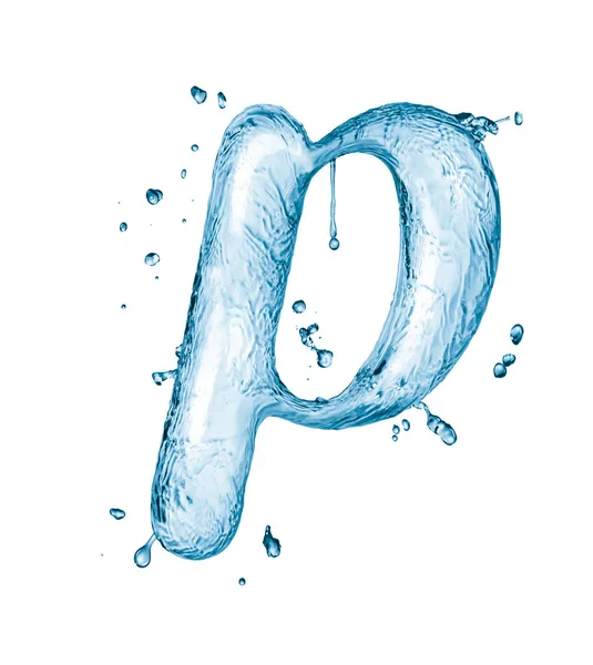 Water Splashes Letter Isolated White Background Abstract Liquid Font — Stock Photo, Image