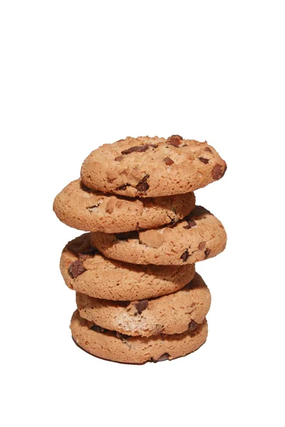 Chocolate Chip Cookies Isolado em branco — Fotografia de Stock