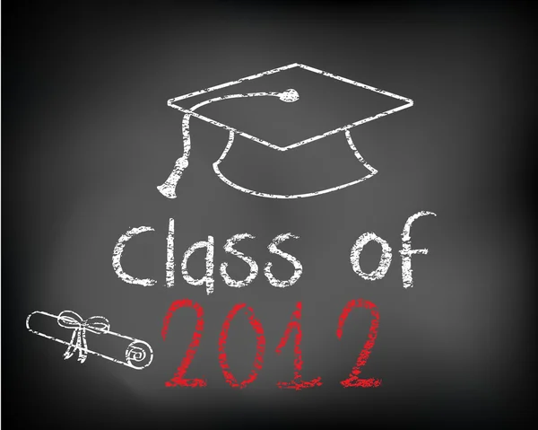 Dichiarazione concettuale di Classe 2012 scritta su lavagna nera e tappo graduato . — Foto Stock