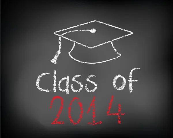 Conceptual Class of 2014 statement written on black chalkboard and graduation cap. — Stock Photo, Image