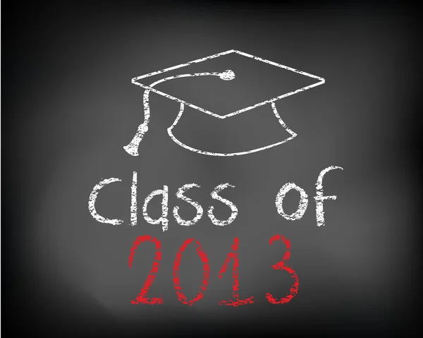 Conceptual Class of 2013 statement written on black chalkboard and graduation cap — Stock Photo, Image