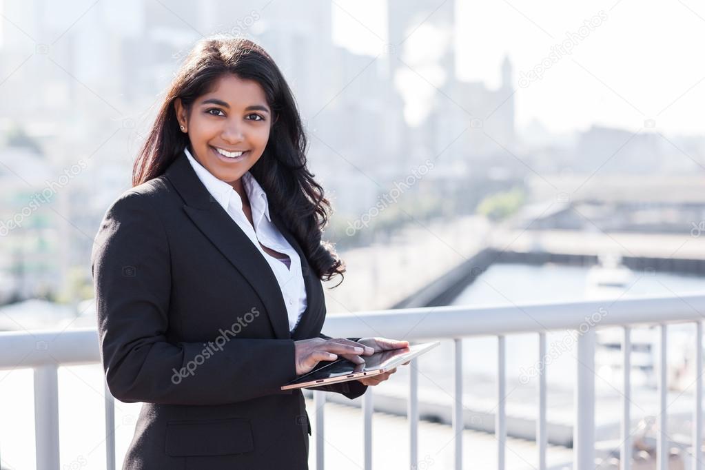 Indian businesswoman with tahlet PC