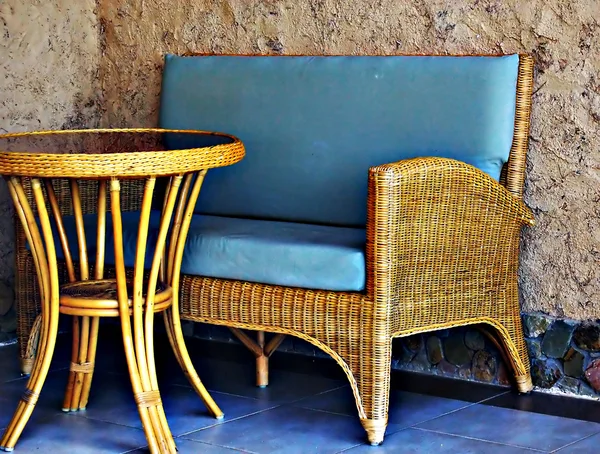 Wicker furniture on the patio — Stock Photo, Image