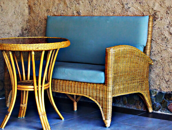 Wicker furniture on the patio