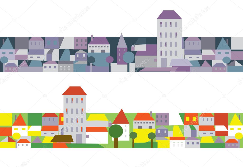 City houses banners