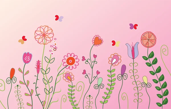 Blommor rosa banner — Stock vektor