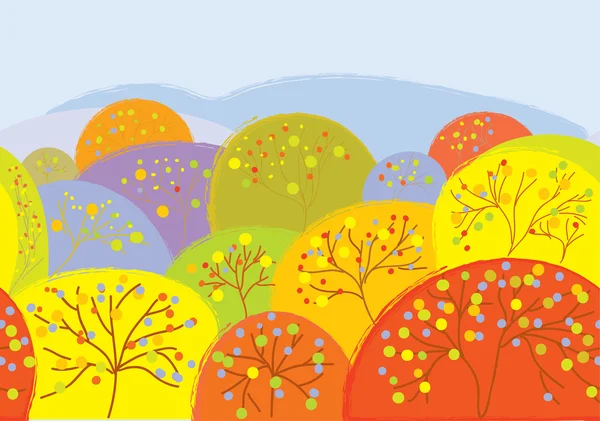 Autumn trees seamless banner — Stock Vector