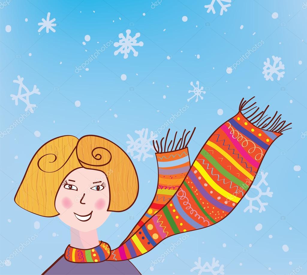Christmas girl in funny scarf background Stock Vector by ©Tasia12 13702811