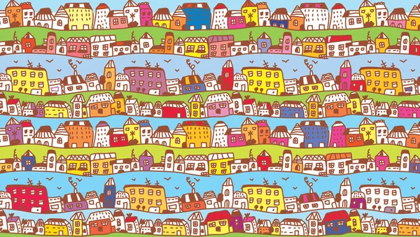 Houses in the town funny background — Stock Illustration Houses in the town funny background Vector Graphics