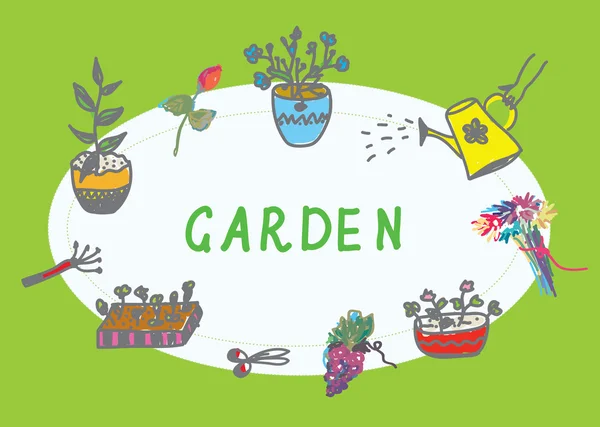 Banner de jardinagem com flores —  Vetores de Stock