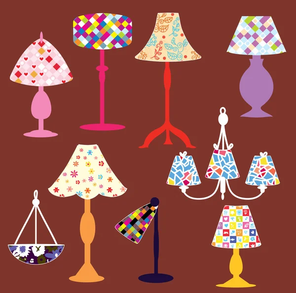 Ensemble de lampes d'éclairage — Image vectorielle