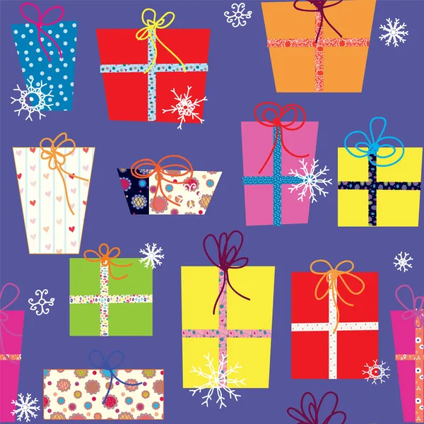 Cadeaux de Noël motif sans couture — Image vectorielle