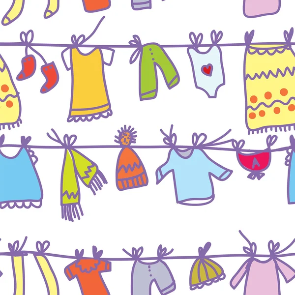 Bebek kıyafetleri Dikişsiz desen ayarla — Stok Vektör