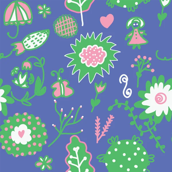 Whimsical floral seamless pattern — Stock Vector