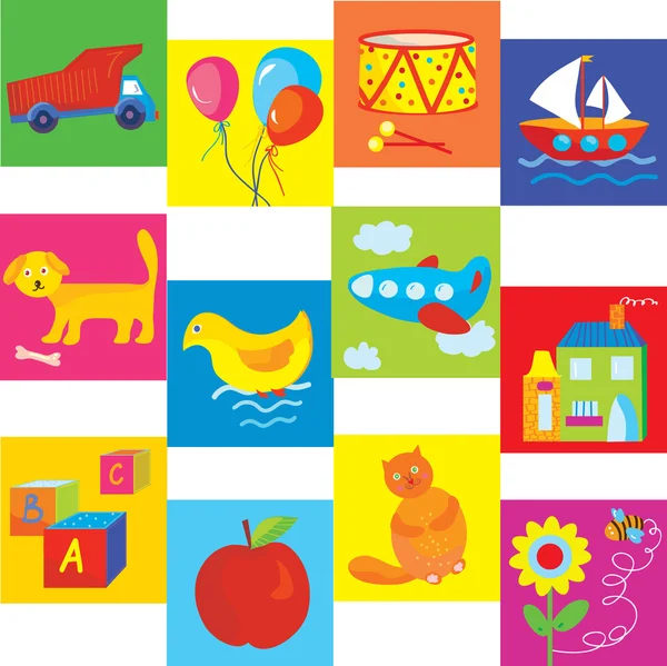 Toys and symbols set for baby — Stockvector