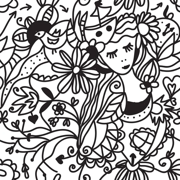 Floral femme motif sans couture - concept de mode — Image vectorielle