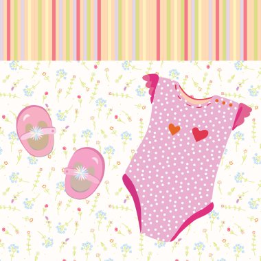 Baby girl background with shoes clipart