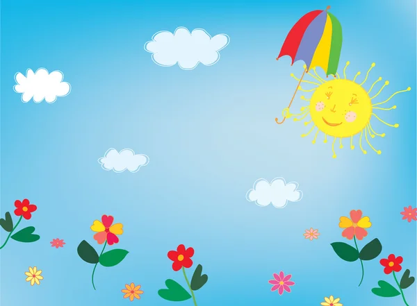 Sonne und Himmel Hintergrund für Kinder — Stockvektor