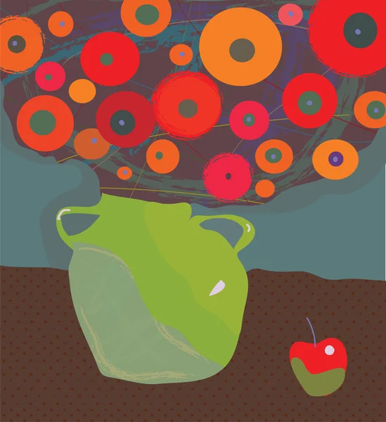 Wenskaart met moderne poppy bloemen — Stockvector