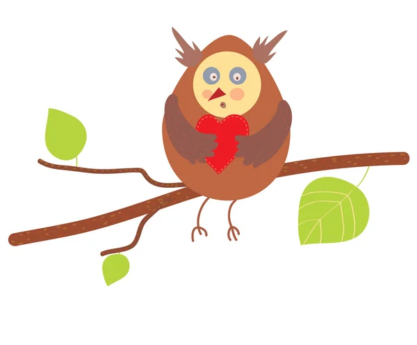 Owl in liefde grappige ontwerp — Stockvector