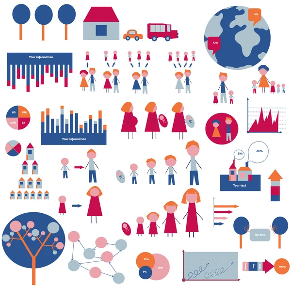 Elementos infográficos para a família e casa — Vetor de Stock