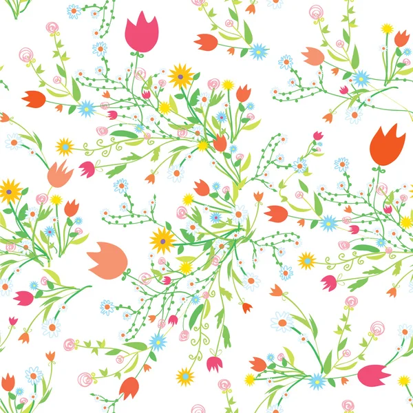 Patrón sin costura floral de primavera con tulipanes — Archivo Imágenes Vectoriales