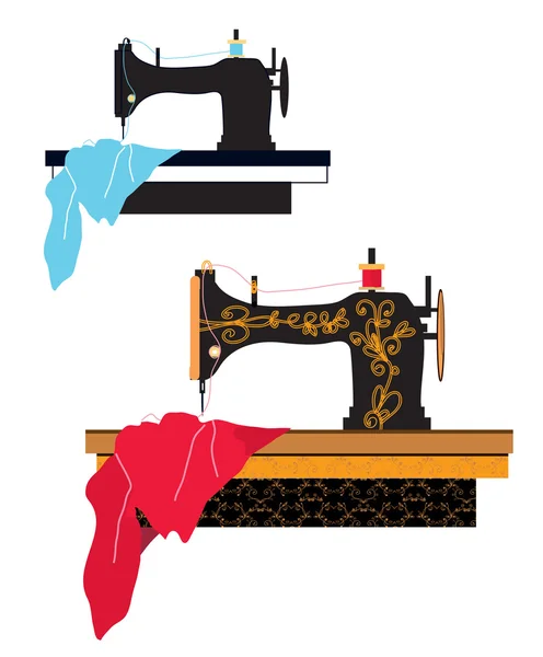 Sewing machine silhouette and design — Stock Vector