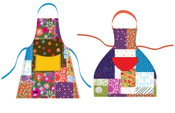 Aprons with patchwork design textile — Stock Vector