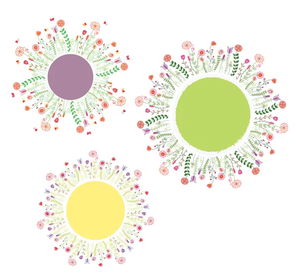 Round floral frames set — Stock Vector