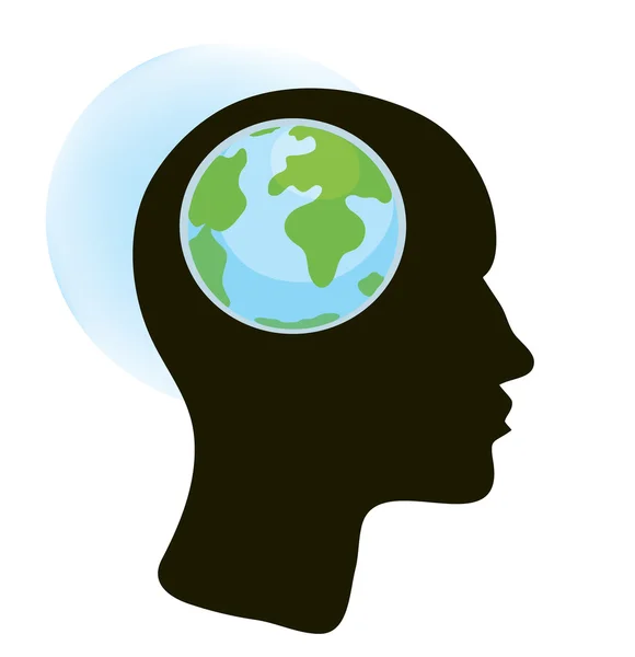 Hersenen en globe concept — Stockvector