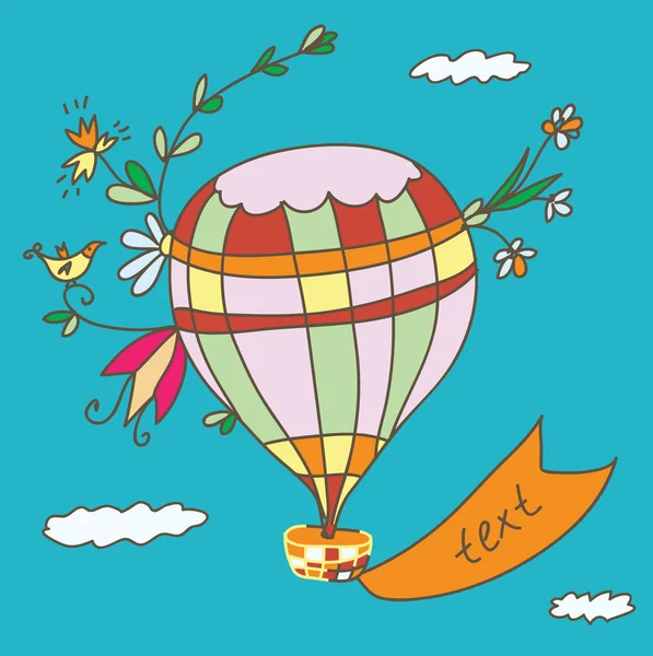 Hot air balloon greeting card — Stock Vector