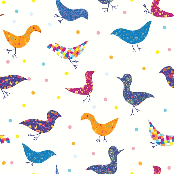 Birds funny seamless pattern whimsical — Stock Vector