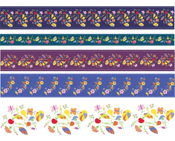 秋のボーダー設計の花セット — ストックベクタ